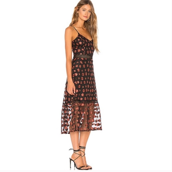 Jack by BB Dakota Dresses & Skirts - Jack by BB Dakota Dress Black Floral Sheer Midi Dress